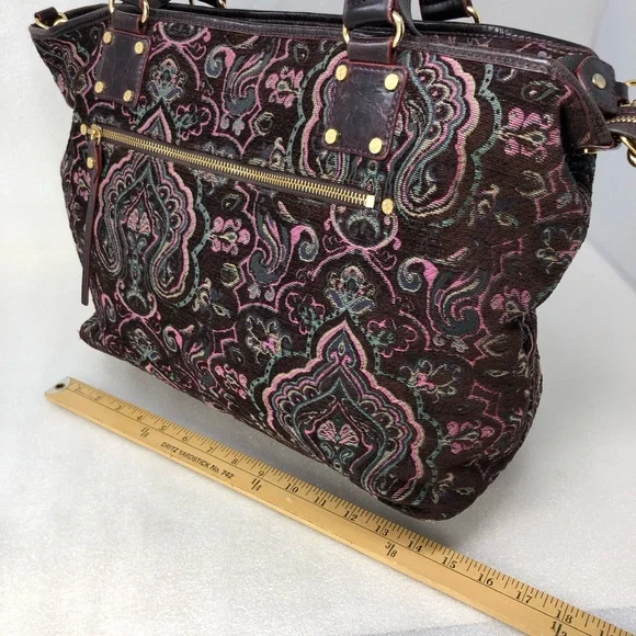 MZ Wallace Lola Bag Large Tapestry Leather Boho - Picture 10 of 15